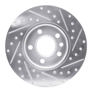 Volkswagen EuroVan Brake Rotor (1) - Front Left - R1 Concepts - Drilled & Slotted - Silver - `96-`00